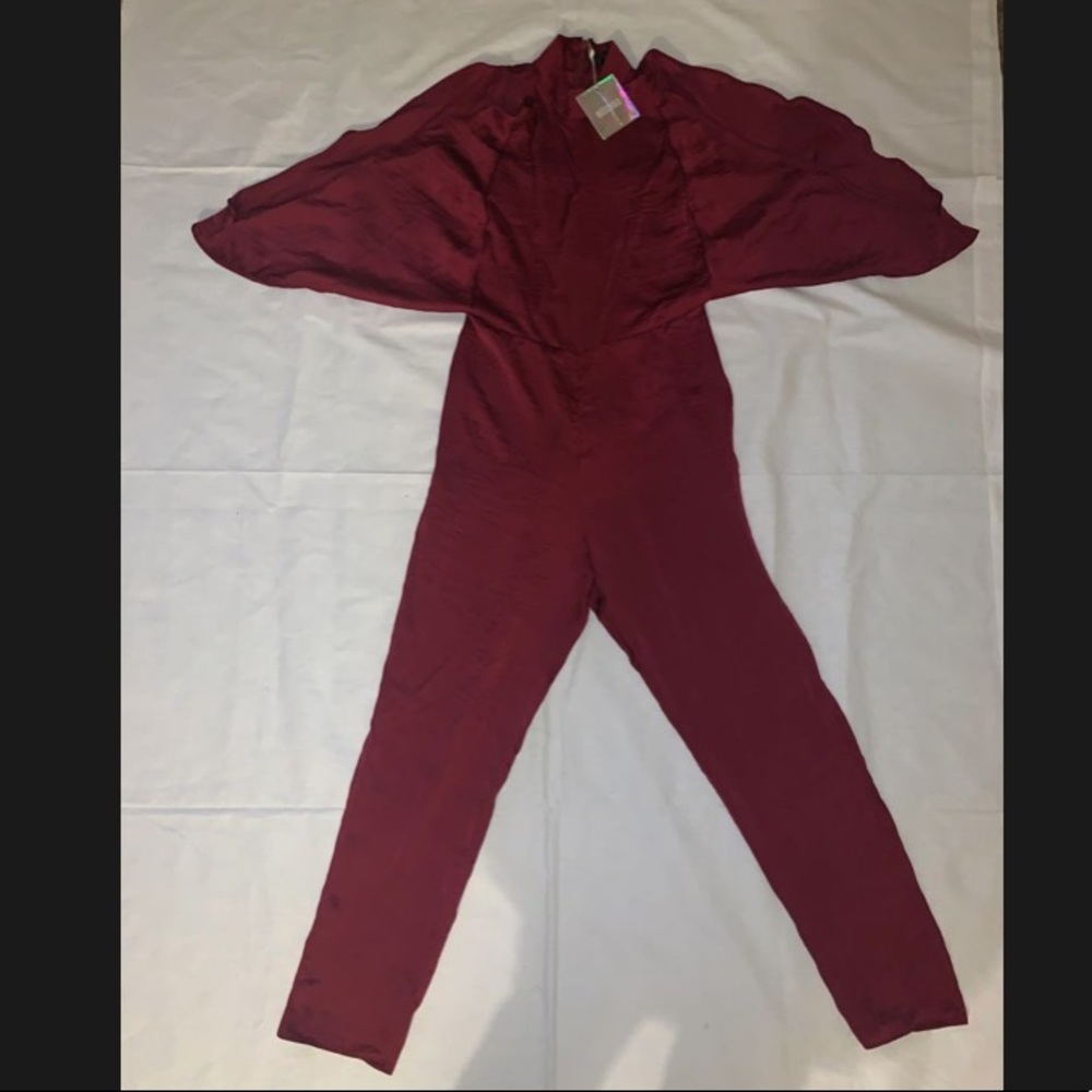 Burgundy Satin jumpsuit